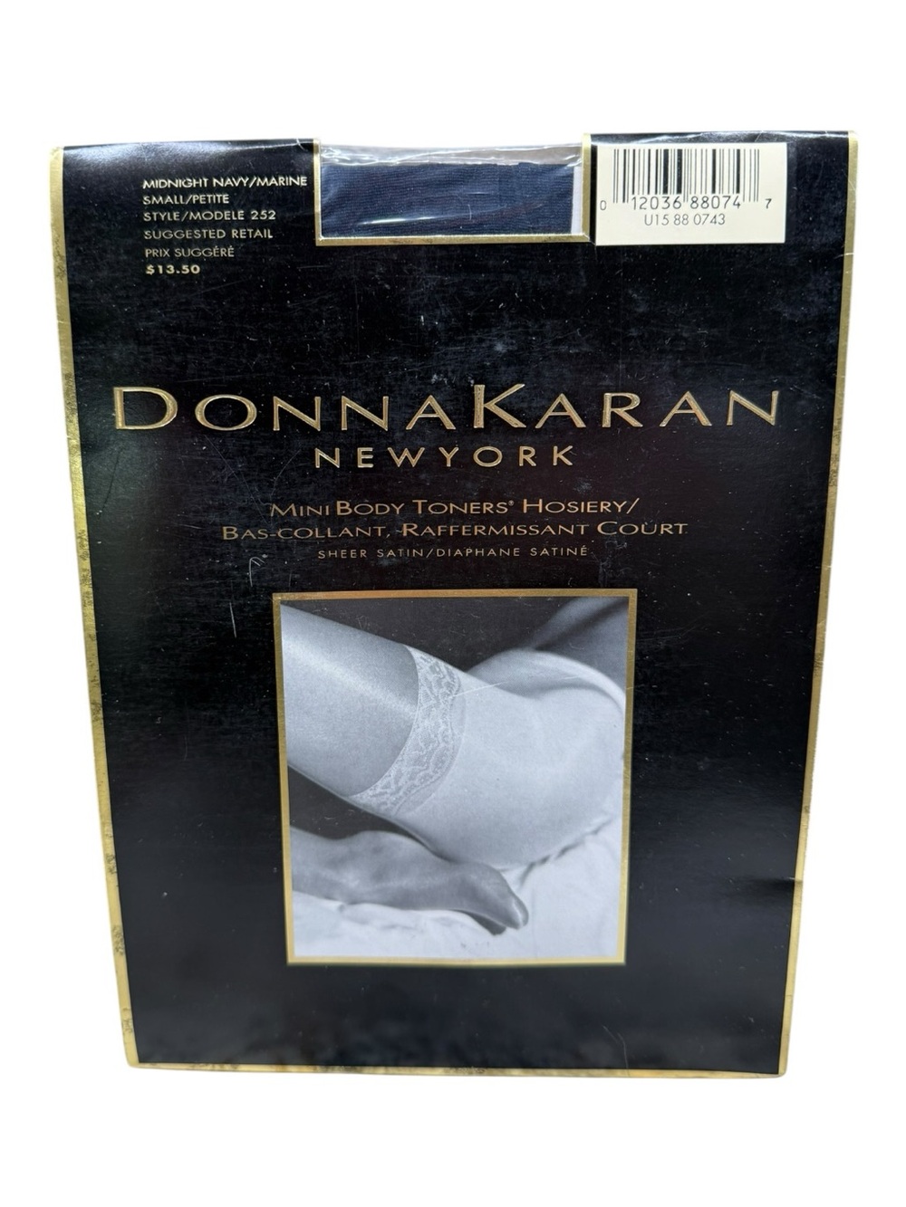 Donna Karan New York Mini Body Toners Sheer Satin Pantyhose Small Midnight Navy